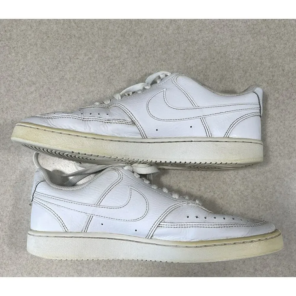 Nike Court Vision Low Top Sneakers Triple White Women’s Size 9 Sporty Gym Shoes